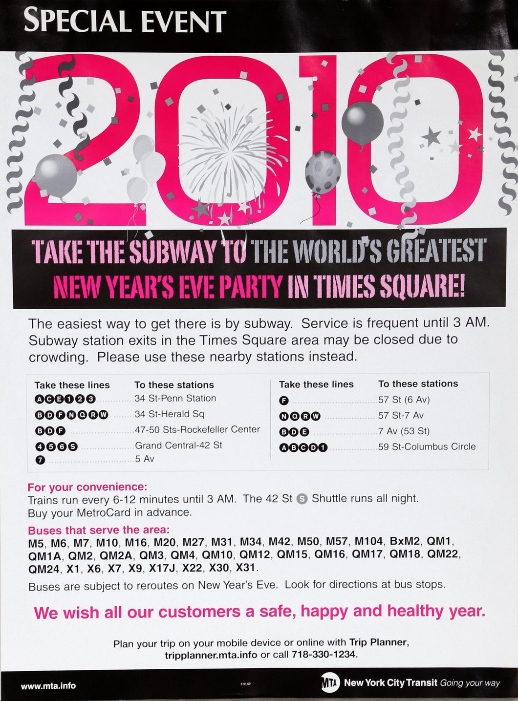 MTA - New Years Eve 2010 Poster | Unknown Artist,{{product.type}}