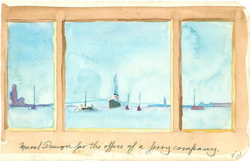 Mural Design for the Office of a Ferry Company Watercolor | A. Rothstein,{{product.type}}
