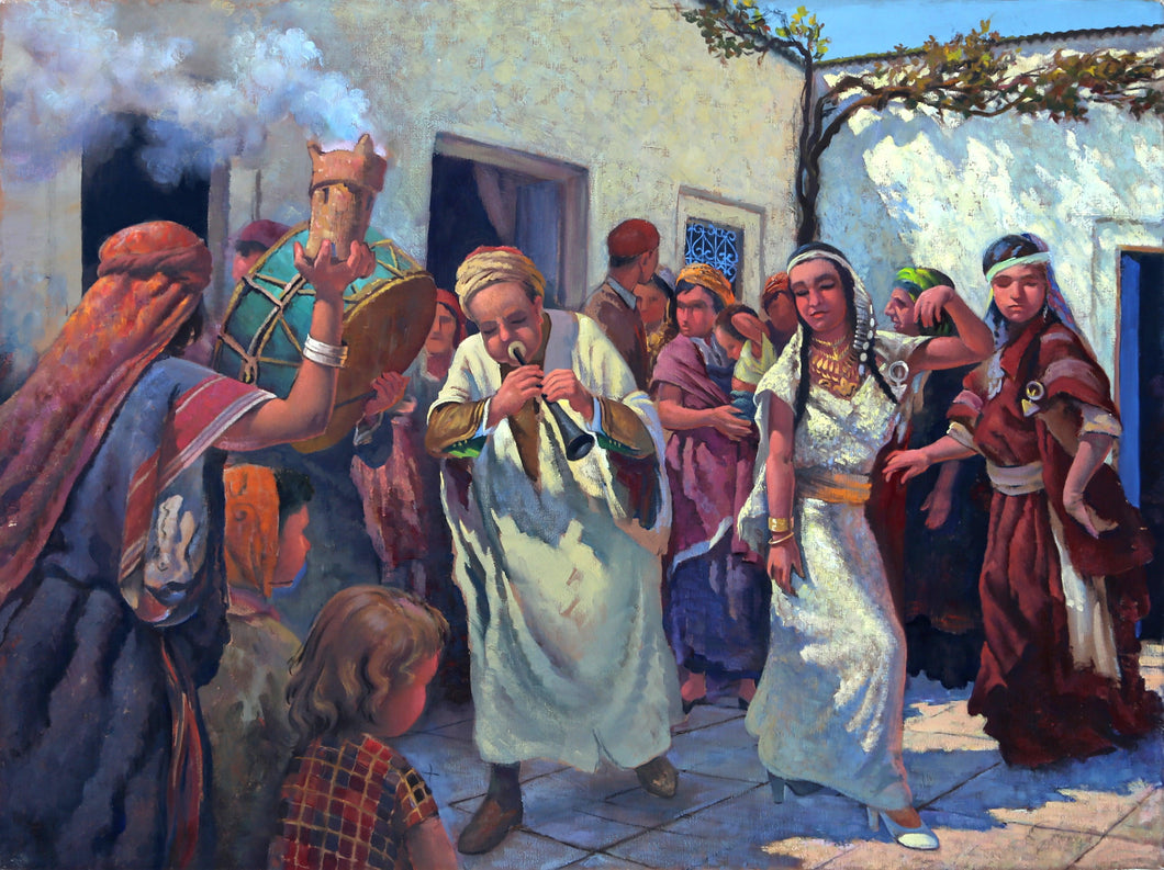 Musicians in the Street Oil | Jalal Gharbi,{{product.type}}