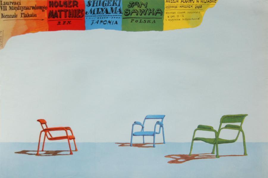 Muzeum Plakatu - Three Chairs Poster | Jan Sawka,{{product.type}}