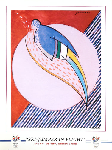 Nagano Winter Olympics - Ski Jumper in Flight Poster | Cristobal Gabarrón,{{product.type}}