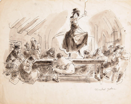 Nancy Dancing on Tavern Table (399) Watercolor | Marshall Goodman,{{product.type}}