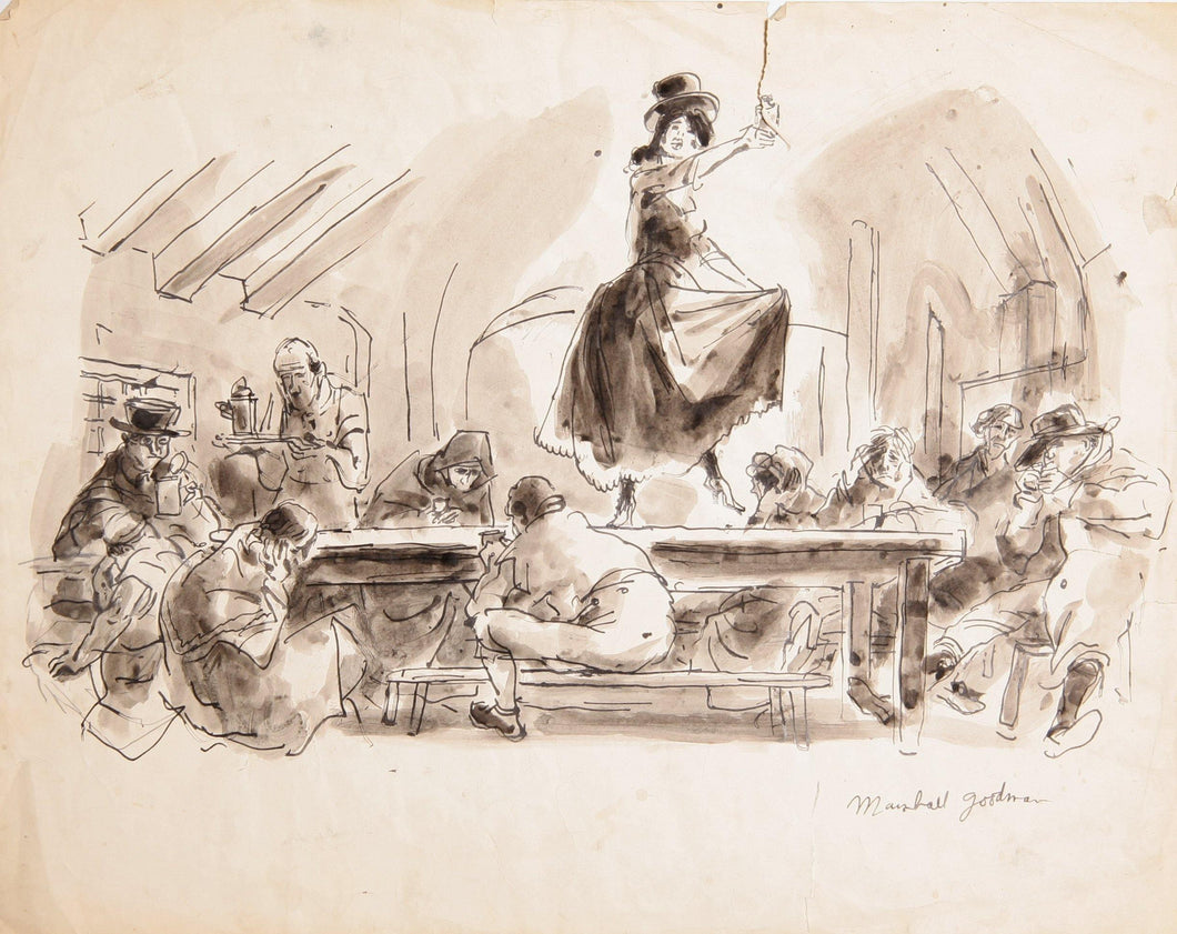 Nancy Dancing on Tavern Table (399) Watercolor | Marshall Goodman,{{product.type}}
