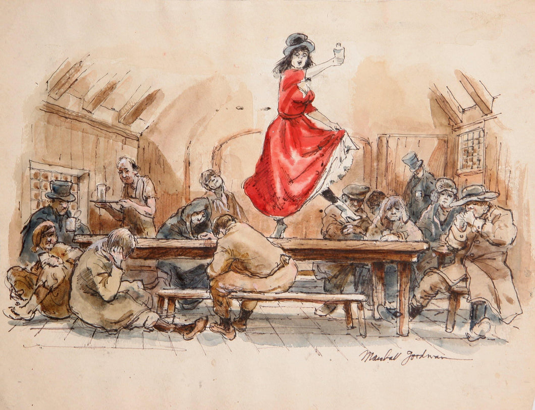 Nancy Dancing on Tavern Table for Oliver (Color) (398) Watercolor | Marshall Goodman,{{product.type}}