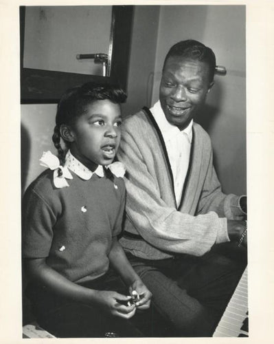 Nat King Cole with Natalie at the Piano Black and White | Unknown Artist,{{product.type}}