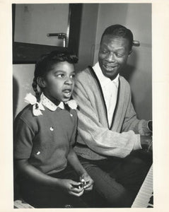 Nat King Cole with Natalie at the Piano Black and White | Unknown Artist,{{product.type}}
