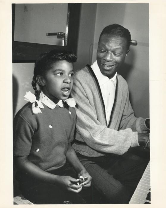 Nat King Cole with Natalie at the Piano Black and White | Unknown Artist,{{product.type}}