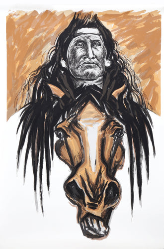 Native American and Horse Lithograph | Marisol Escobar,{{product.type}}