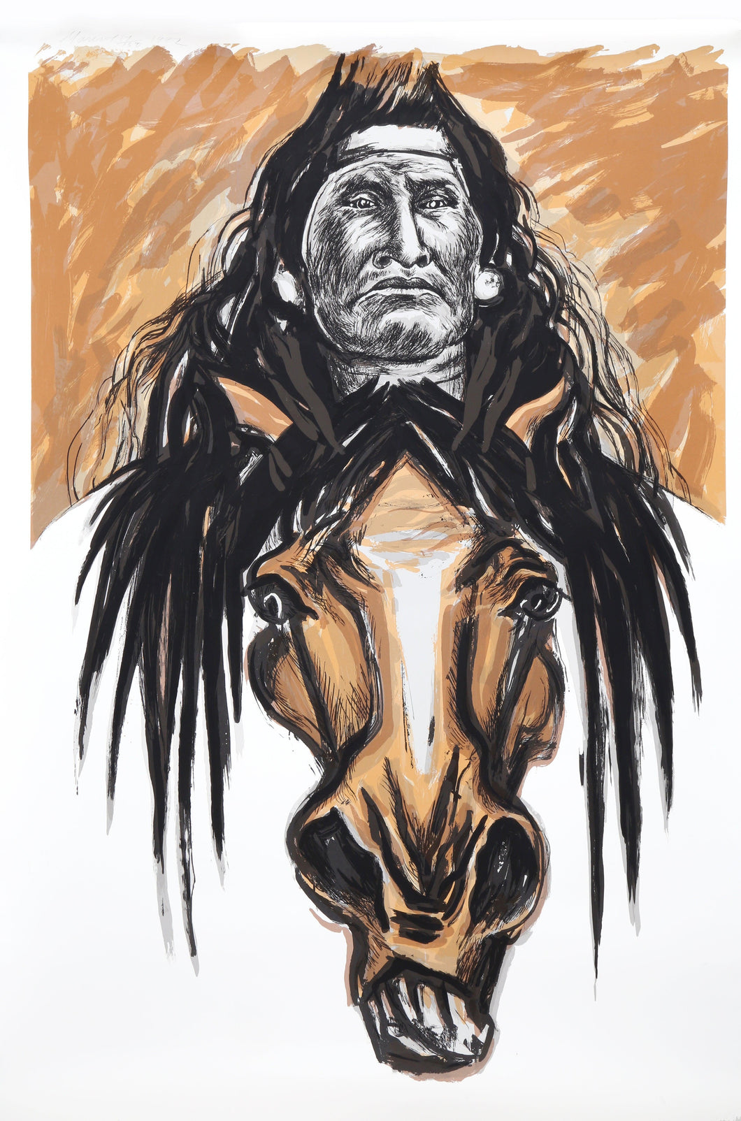 Native American and Horse Lithograph | Marisol Escobar,{{product.type}}