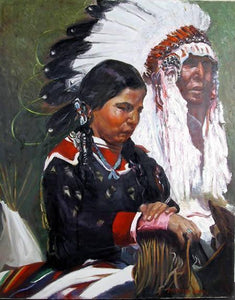 Native American Chief and Woman Oil | Frances James,{{product.type}}