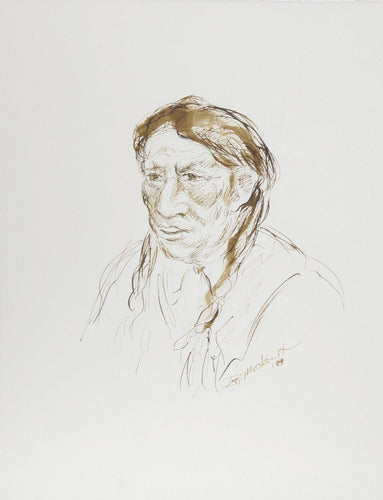 Native American Man - III Ink | Ira Moskowitz,{{product.type}}
