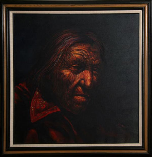 Native American Portrait (with Red Shirt) Oil | Jorge Braun Andres Tarallo,{{product.type}}