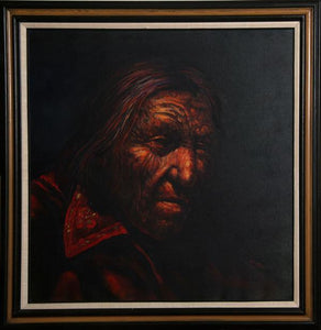 Native American Portrait (with Red Shirt) Oil | Jorge Braun Andres Tarallo,{{product.type}}
