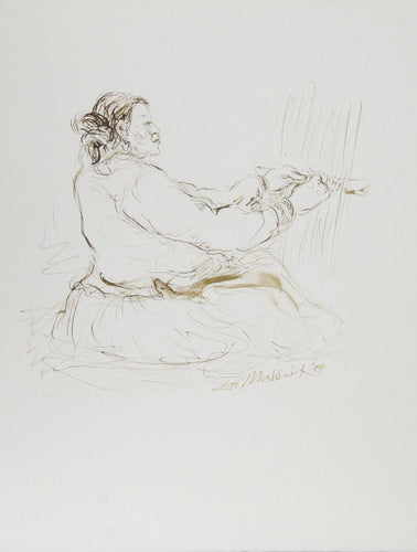 Native American Woman Weaving Ink | Ira Moskowitz,{{product.type}}