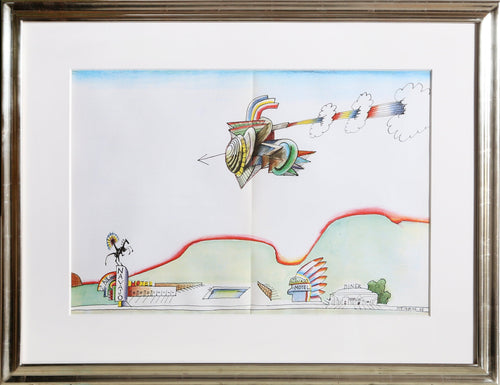 Navajo Motel from Derriere le Miroir Lithograph | Saul Steinberg,{{product.type}}
