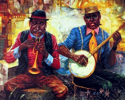 New Orleans Jazz Lithograph | George Russin,{{product.type}}