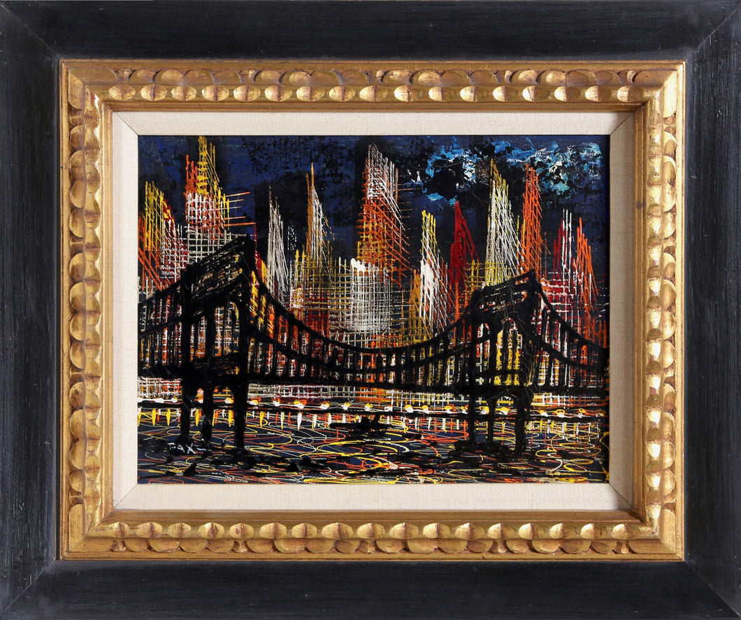 New York City at Night Oil | Unknown Artist,{{product.type}}