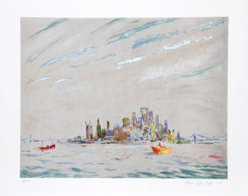 New York Harbor Lithograph | Lloyd Lozes Goff,{{product.type}}