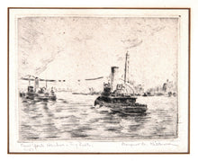 New York Harbor - Tug Boats Etching | Margaret M. Kilburn,{{product.type}}