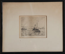 New York Harbor - Tug Boats Etching | Margaret M. Kilburn,{{product.type}}