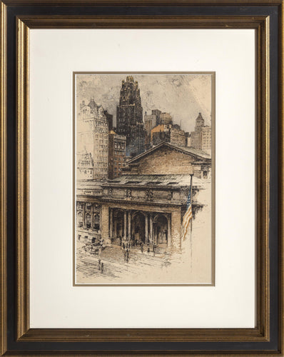 New York Public Library Etching | Luigi Kasimir,{{product.type}}
