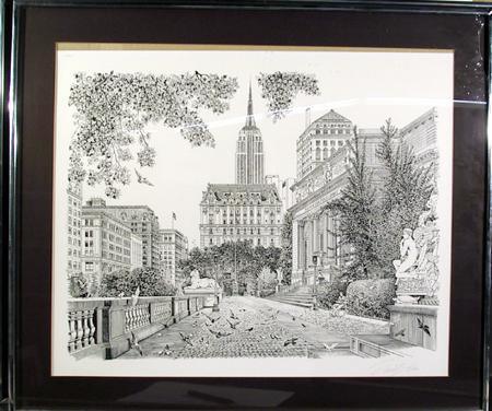 New York Public Library Lithograph | Delbart Duchein,{{product.type}}
