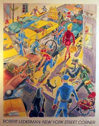 New York street corner Poster | Robert Lederman,{{product.type}}