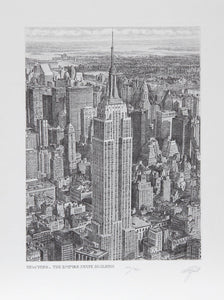 New York: The Empire State Building Etching | Walter Tjart,{{product.type}}