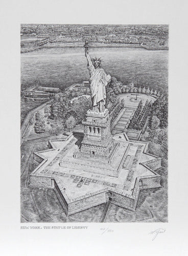 New York: The Statue of Liberty Etching | Walter Tjart,{{product.type}}
