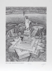 New York: The Statue of Liberty Etching | Walter Tjart,{{product.type}}