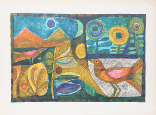 Night Birds with Flowers Lithograph | Judith Bledsoe,{{product.type}}