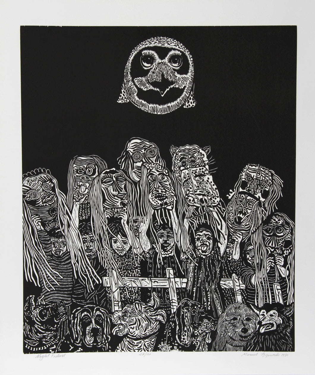 Night Festival (Black) Woodcut | Manuel Izqueirdo,{{product.type}}
