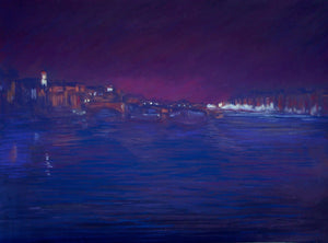 Nighttime on the Arno, Florence Pastel | Eileen Serwer,{{product.type}}