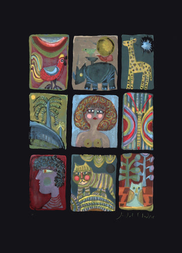 Nine Miniatures on Black Lithograph | Judith Bledsoe,{{product.type}}