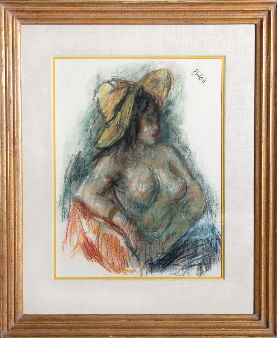 Nude in a Yellow Hat Pastel | Robert Philipp,{{product.type}}