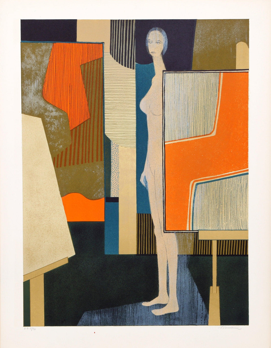 Nude in Artist's Studio Lithograph | Andre Minaux,{{product.type}}
