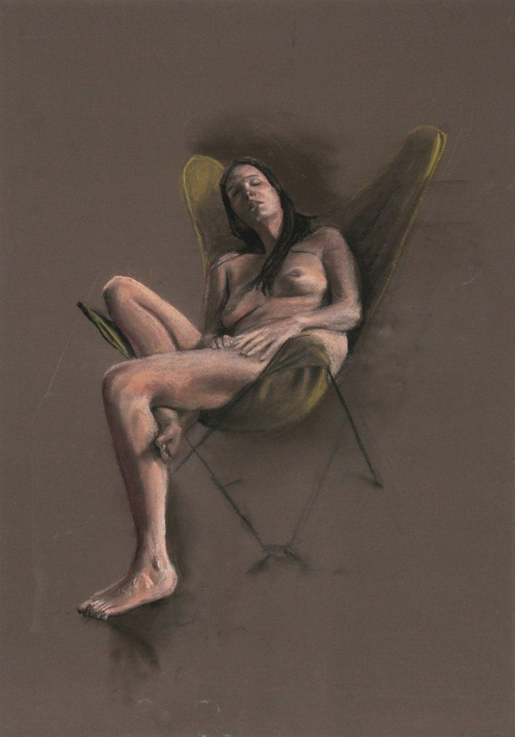 Nude in Butterfly Chair Pastel | Harry McCormick,{{product.type}}