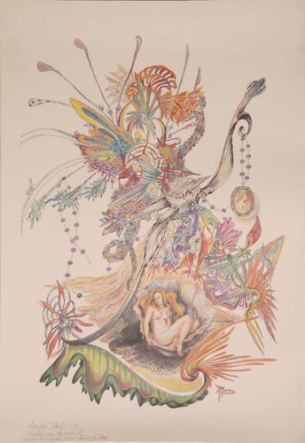 Nude in Seashell with Cameo Necklace Lithograph | Unknown Artist,{{product.type}}