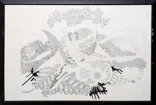 Nude Man Amongst Leaves Ink | Unknown Artist,{{product.type}}