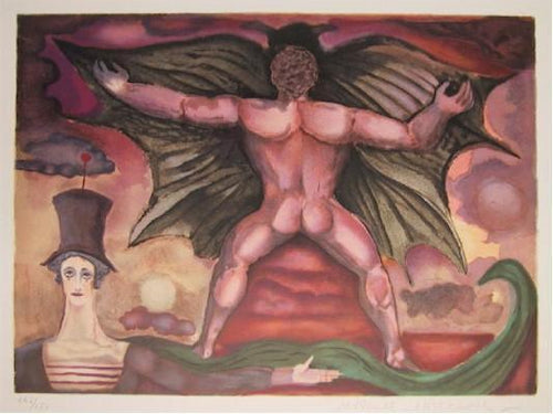 Nude Man with Marcel Lithograph | Marcel Marceau,{{product.type}}