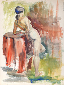 Nude Model at Woodstock (P6.7) Watercolor | Eve Nethercott,{{product.type}}