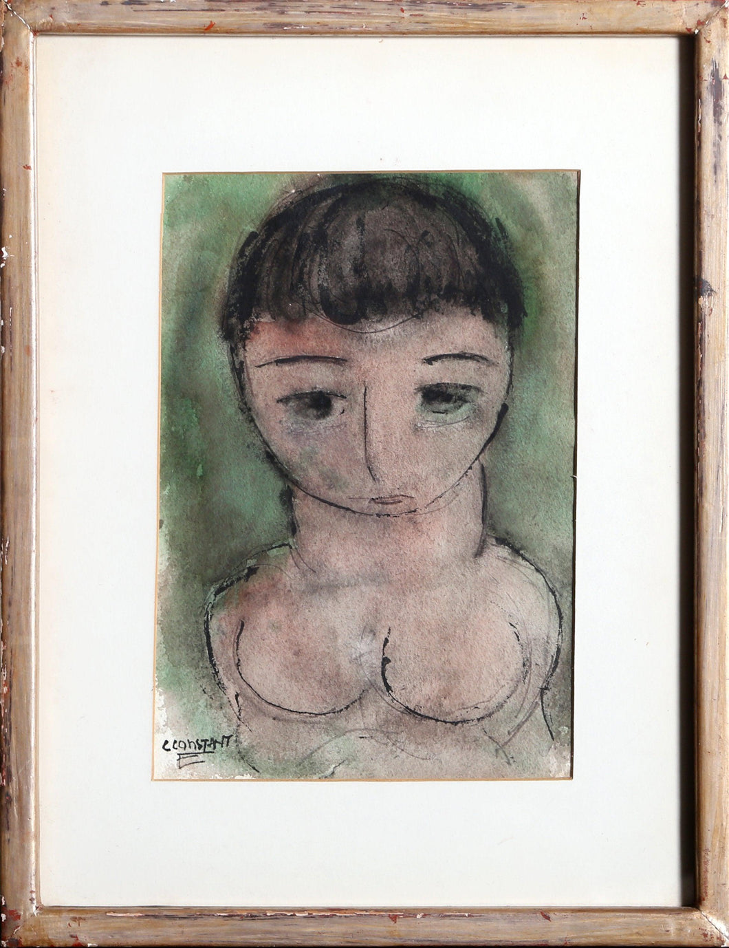 Nude on Green I Gouache | George Zachary Constant,{{product.type}}