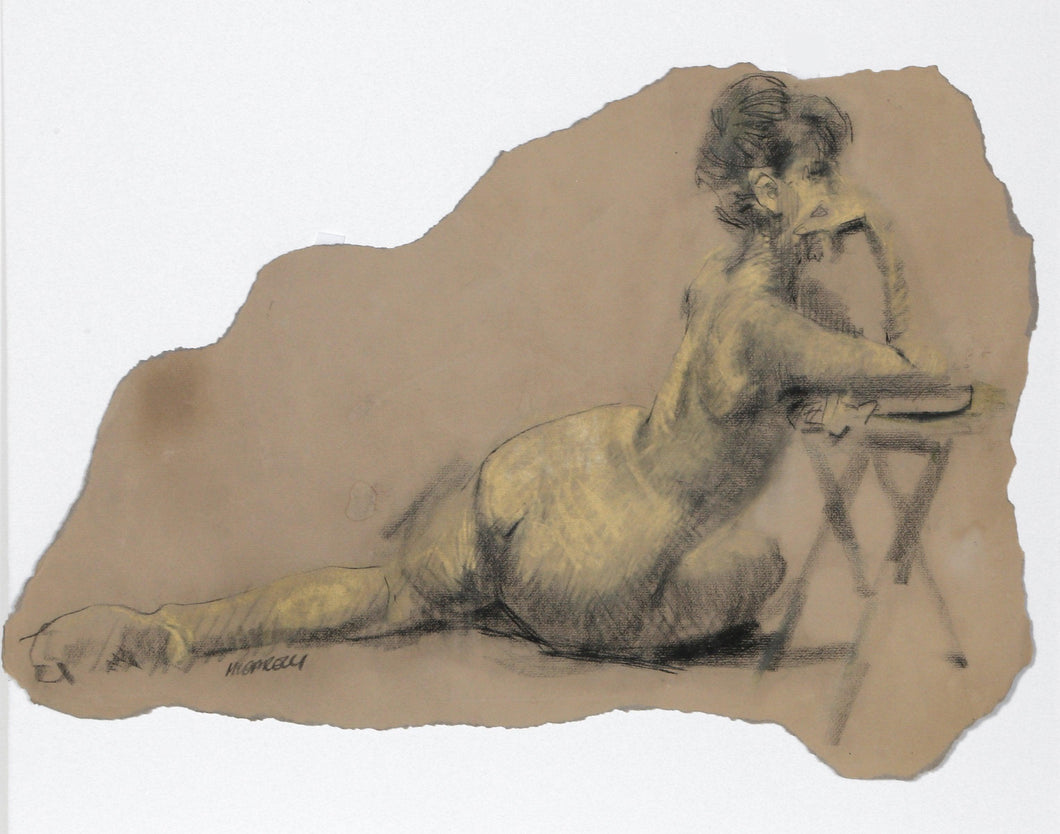 Nude Posing with Stool Pastel | Clemente Micarelli,{{product.type}}