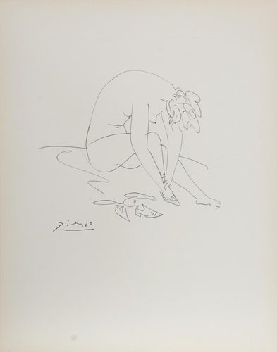 Nude Tying Shoe Etching | Pablo Picasso,{{product.type}}
