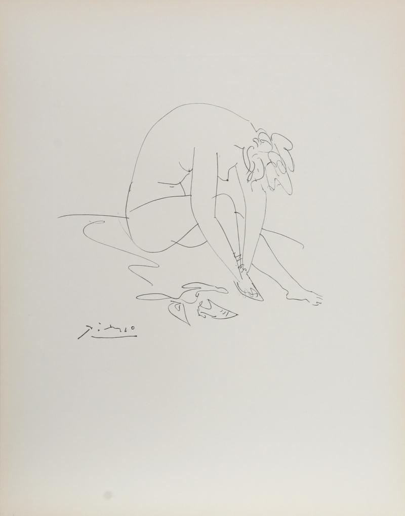 Nude Tying Shoe Etching | Pablo Picasso,{{product.type}}