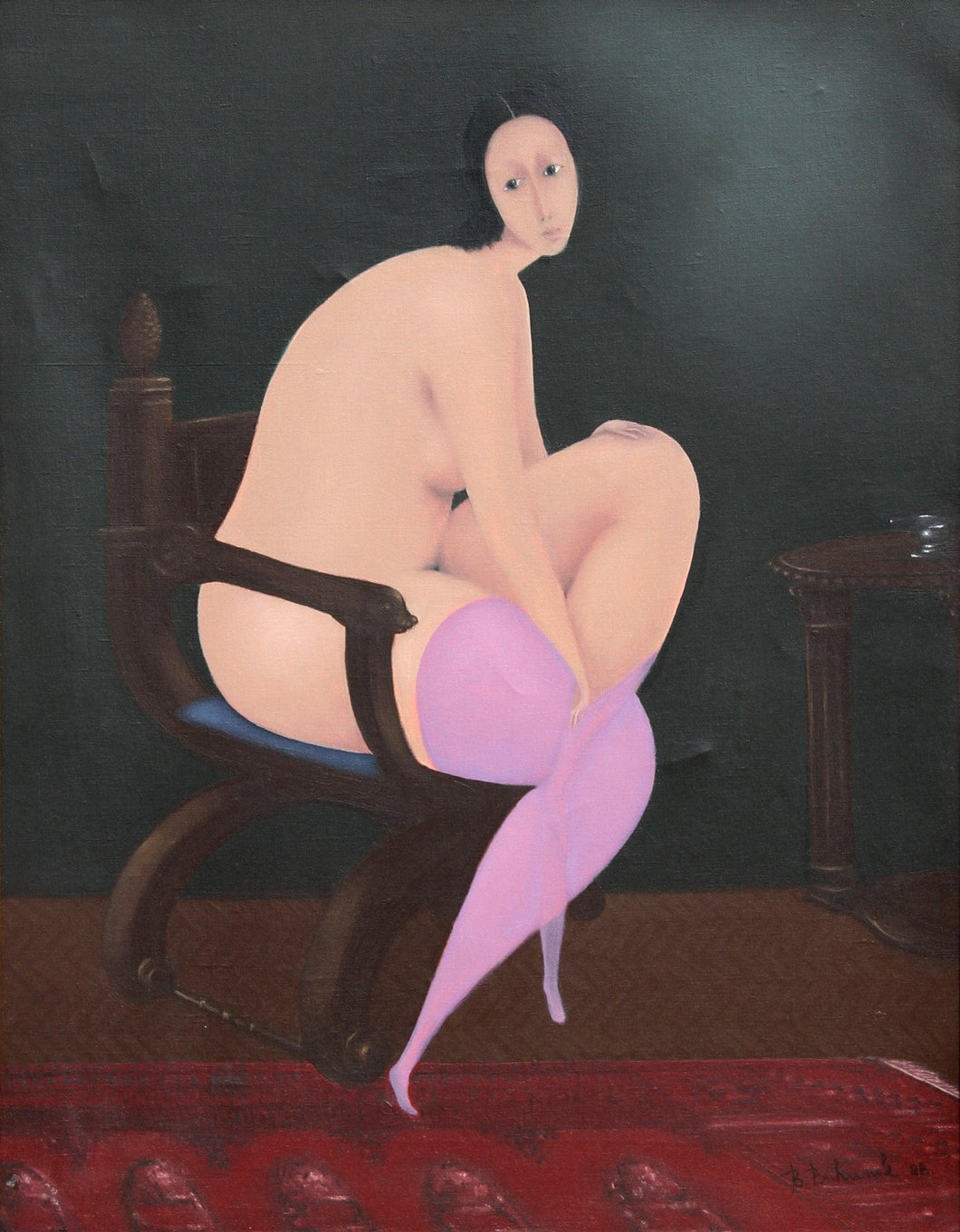 Nude with Purple Stockings Oil | Branko Bahunek,{{product.type}}