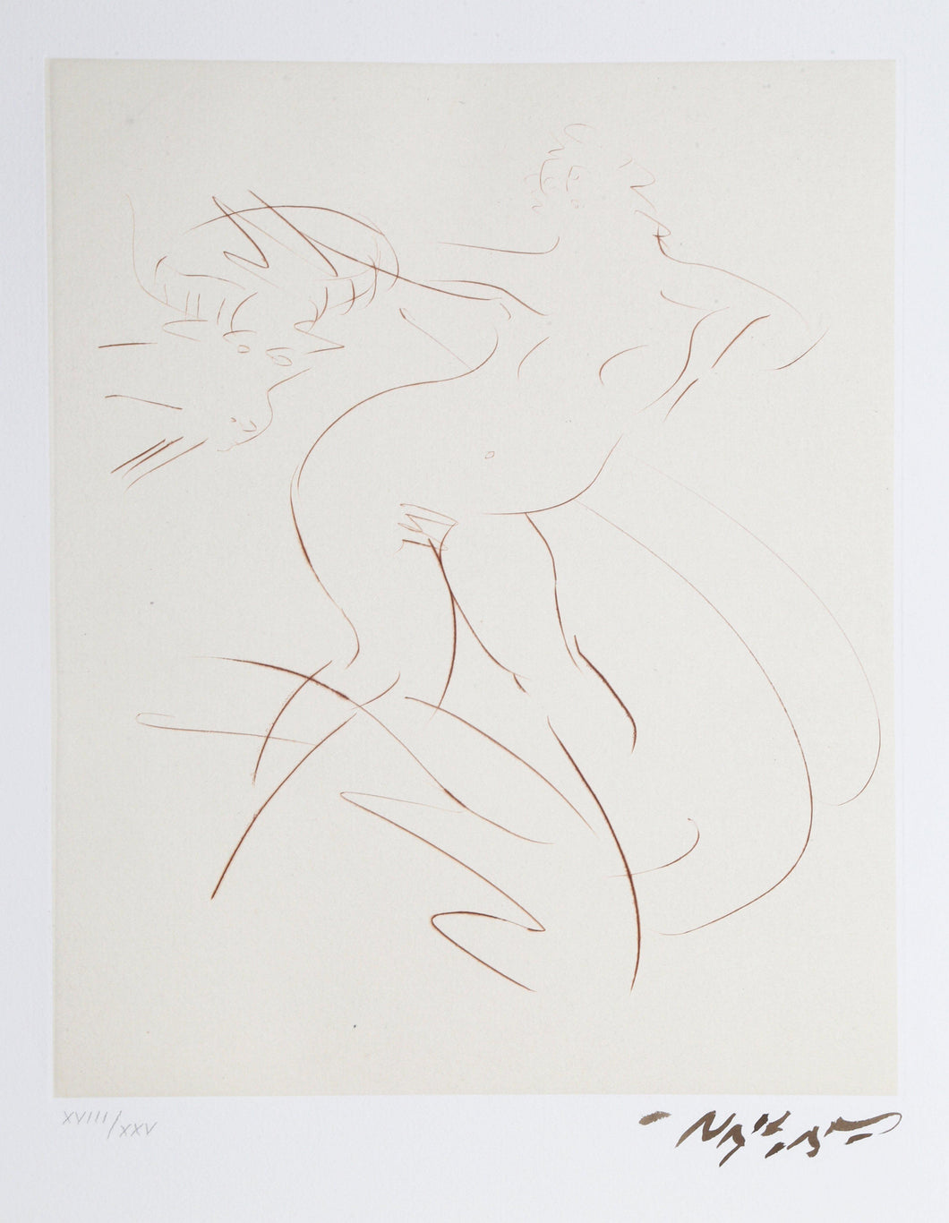Nymph and Goat 1 (Sepia) Etching | Reuben Nakian,{{product.type}}