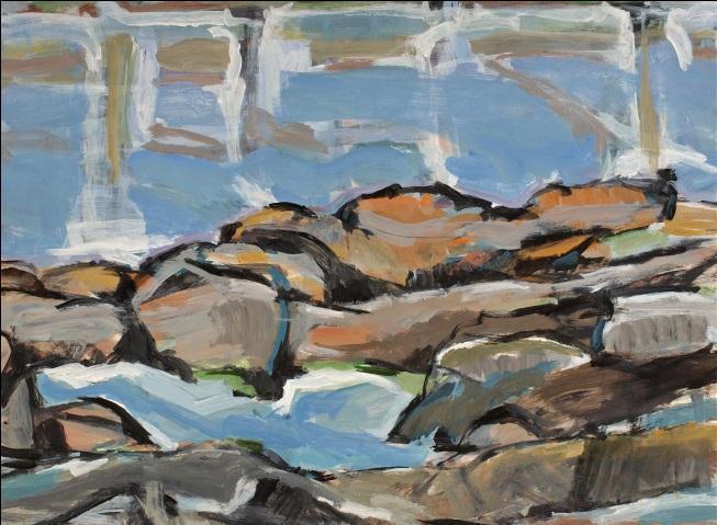 Ocean and Rocky Shore Acrylic | Alfred Sandford,{{product.type}}
