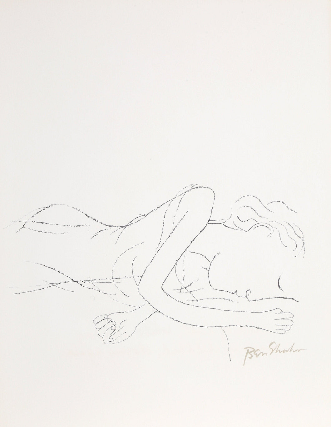 Of Light, White Sleeping Women in Childbed from the Rilke Portfolio Lithograph | Ben Shahn,{{product.type}}