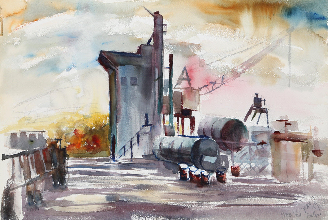 Oil Refinery (P1.12) Watercolor | Eve Nethercott,{{product.type}}